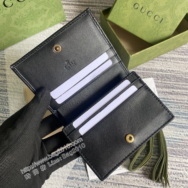 Gucci新款卡包 古馳竹子設計小牛皮錢包 Gucci全皮純色零錢包 658244  ydg3016